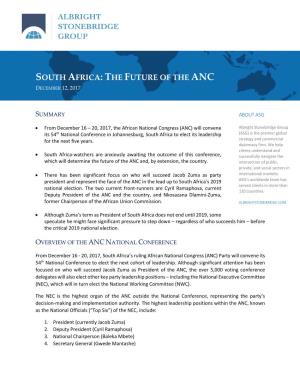 South Africa: the Future of the Anc December 12, 2017