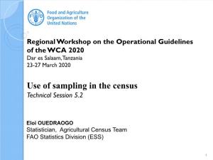 Use of Sampling in the Census Technical Session 5.2