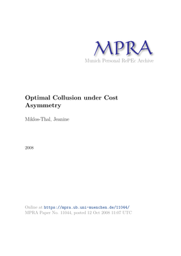 Optimal Collusion Under Cost Asymmetry