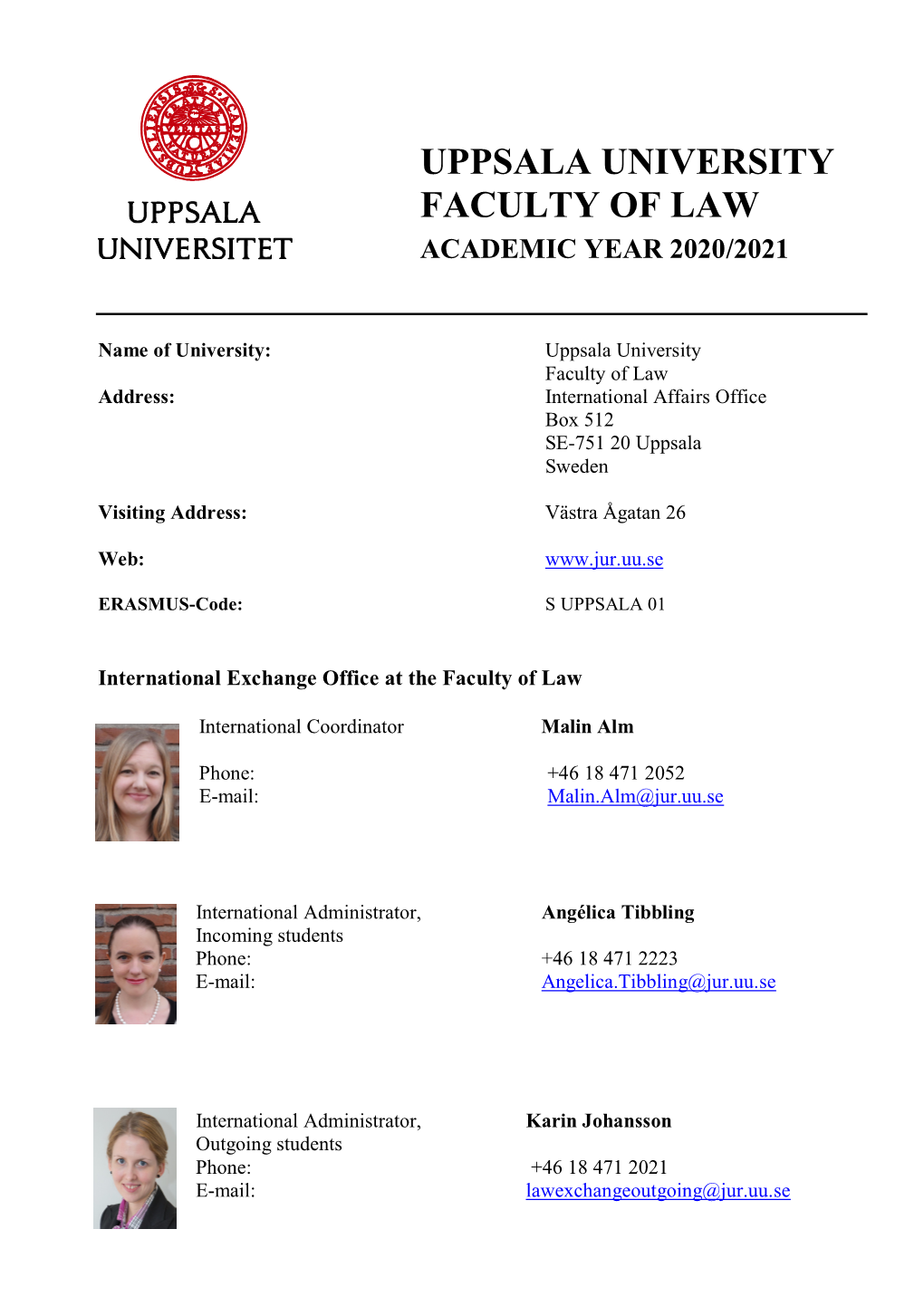 Uppsala University Faculty of Law Academic Year 2020/2021