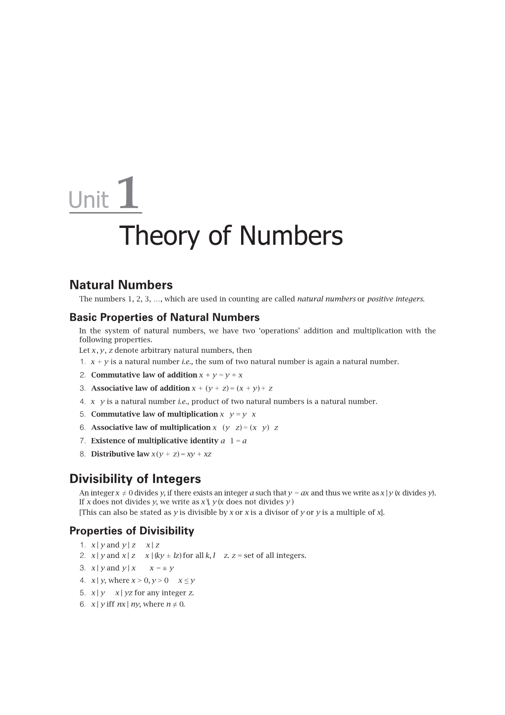 Theory of Numbers