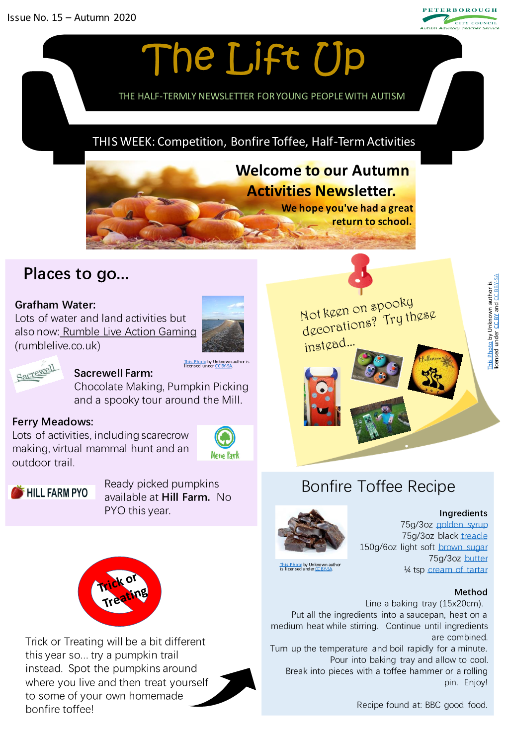 The Lift up the HALF-TERMLY NEWSLETTER for YOUNG PEOPLE with AUTISM