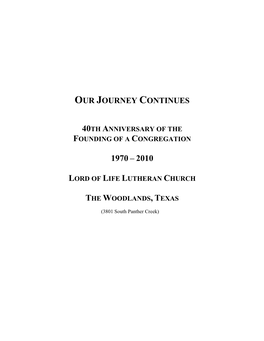 40Th Anniversary of the Founding of a Congregation