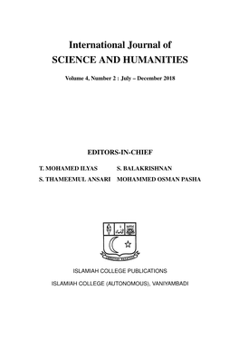 International Journal of SCIENCE and HUMANITIES