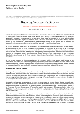 Disputing Venezuela's Disputes