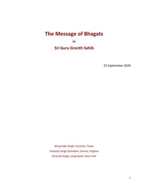The Message of Bhagats in Sri Guru Granth Sahib