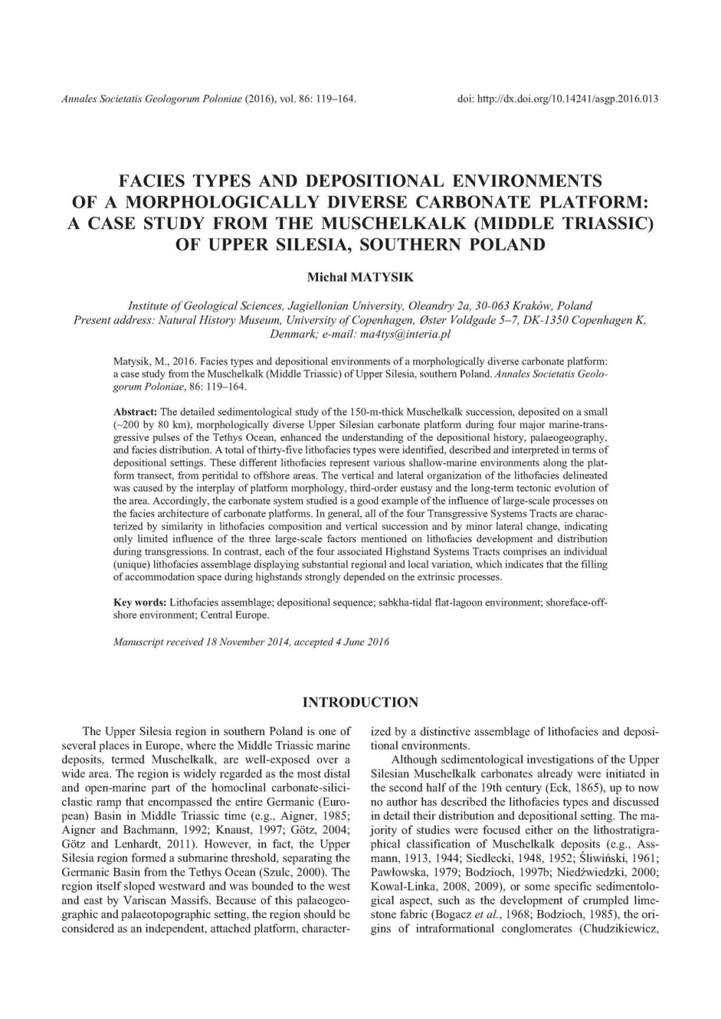 Facies Types and Depositional Environments of a Morphologically