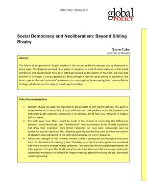 Social Democracy and Neoliberalism: Beyond Sibling Rivalry