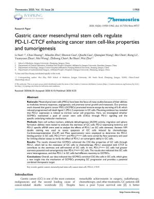 Theranostics Gastric Cancer Mesenchymal Stem Cells Regulate