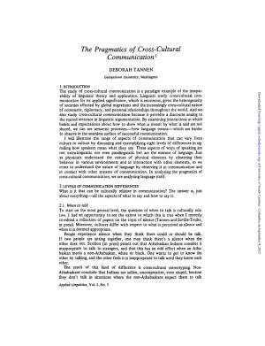 The Pragmatics of Cross-Cultural Communication1