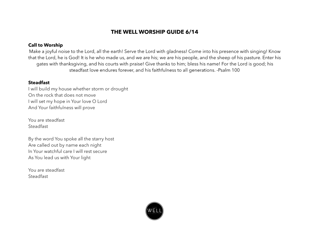 The Well Worship Guide 6/14