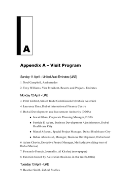 Appendix a – Visit Program