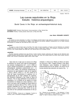 Las Cuevas Sepulcrales En La Rioja. Estudio Histórico-Arqueológico
