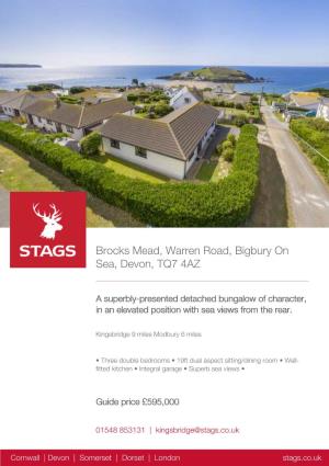 Brocks Mead, Warren Road, Bigbury on Sea, Devon, TQ7 4AZ