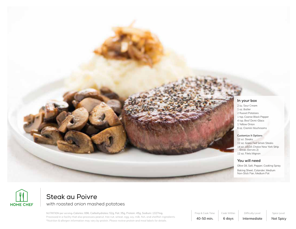 Steak Au Poivre with Roasted Onion Mashed Potatoes