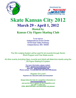 Skate Kansas City 2012 March 29 - April 1, 2012 Hosted by Kansas City Figure Skating Club