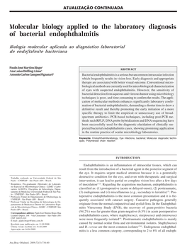 Molecular Biology Applied to the Laboratory Diagnosis of Bacterial Endophthalmitis