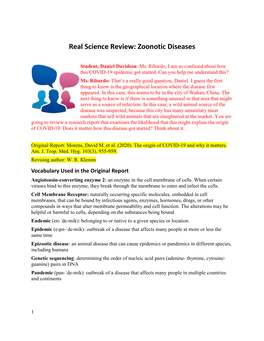 Real Science Review: Zoonotic Diseases