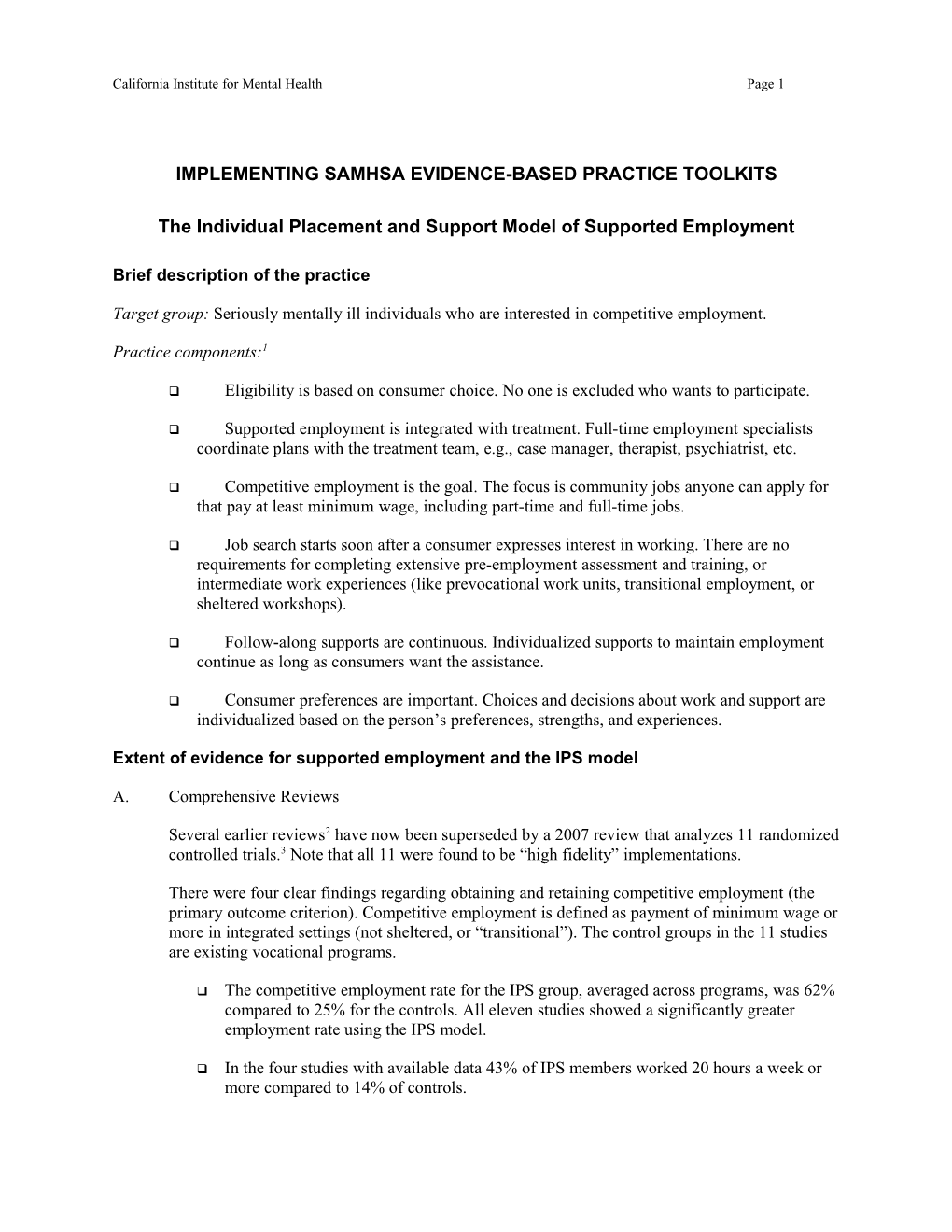 Implementing Samhsa Evidence-Based Practice Toolkits