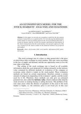 An Econophysics Model for the Stock-Markets' Analysis