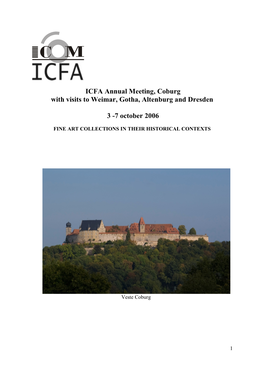 ICFA Annual Meeting, Coburg with Visits to Weimar, Gotha, Altenburg and Dresden