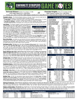 Gwinnett Stripers Game Notes