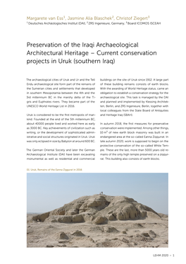 Current Conservation Projects in Uruk (Southern Iraq)