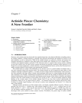 Hayes, P. G. “Actinide Pincer Chemistry: a New Frontier”