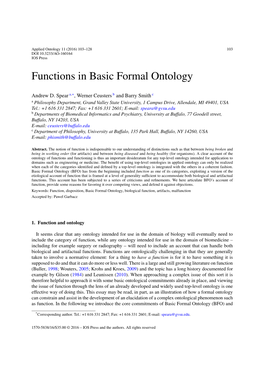 Functions in Basic Formal Ontology