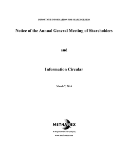 Notice of the Annual General Meeting of Shareholders
