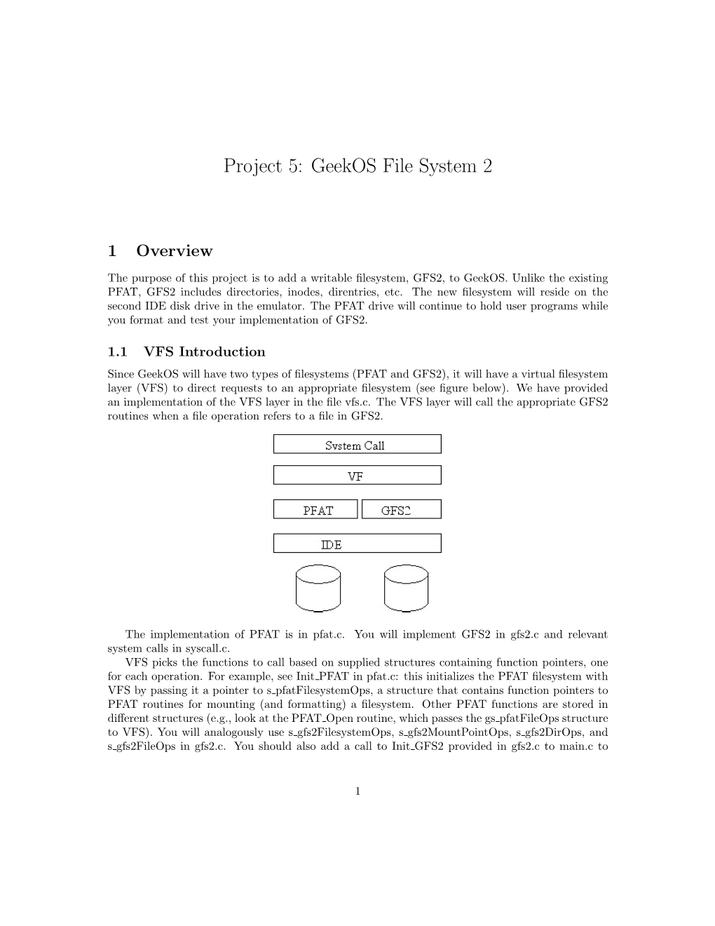 Project 5: Geekos File System 2