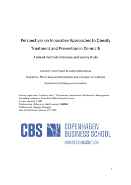 Perspectives on Innovative Approaches to Obesity Treatment and Prevention in Denmark