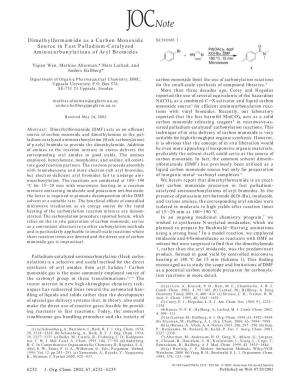 Dimethylformamide As a Carbon Monoxide Source in Fast Palladium