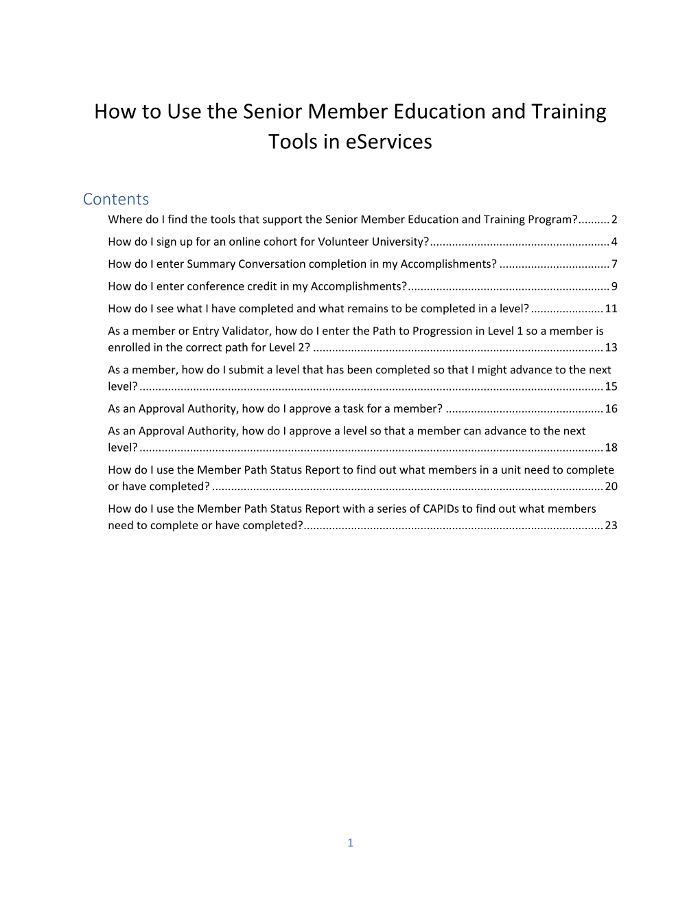 How to Use the Senior Member Education and Training Tools in Eservices