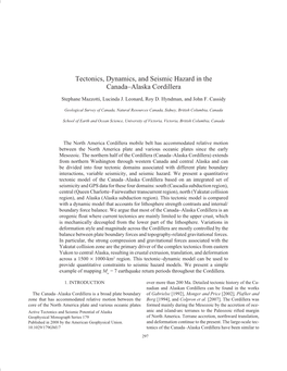 Tectonics, Dynamics, and Seismic Hazard in the Canada–Alaska Cordillera