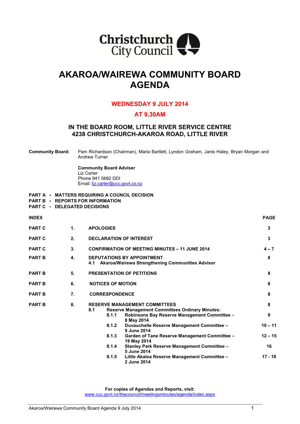 Akaroa/Wairewa Community Board Agenda