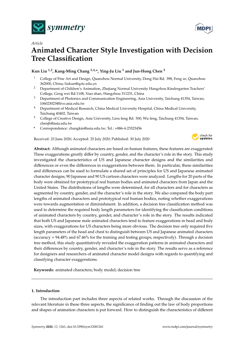 Animated Character Style Investigation with Decision Tree Classiﬁcation