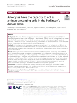 Astrocytes Have the Capacity to Act As Antigen-Presenting Cells in The