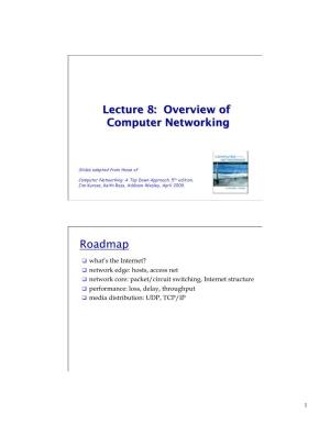 Lecture 8: Overview of Computer Networking Roadmap