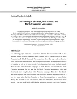 On the Origin of Salish, Wakashan, and North