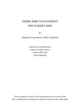 Model Risk Management for Market Risk