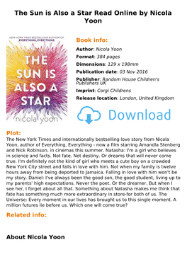 The Sun Is Also a Star Read Online by Nicola Yoon