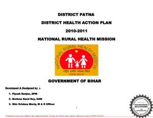 District Patna District Health Action Plan 2010-2011 National Rural Health