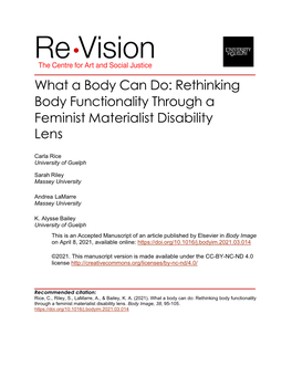 What a Body Can Do: Rethinking Body Functionality Through a Feminist Materialist Disability Lens