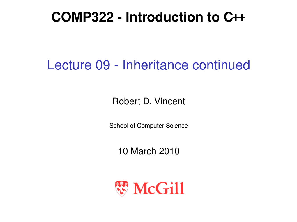 COMP322 - Introduction to C++