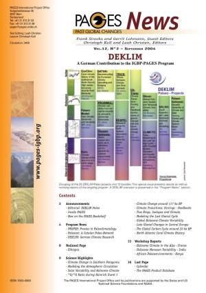 DEKLIM a German Contribution to the IGBP-PAGES Program