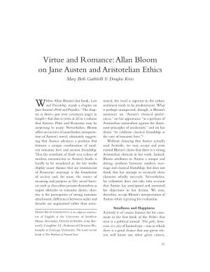 Allan Bloom on Jane Austen and Aristotelian Ethics Mary Beth Garbitelli & Douglas Kries