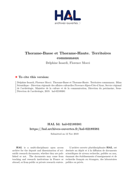 Thorame-Basse Et Thorame-Haute. Territoires Communaux Delphine Isoardi, Florence Mocci
