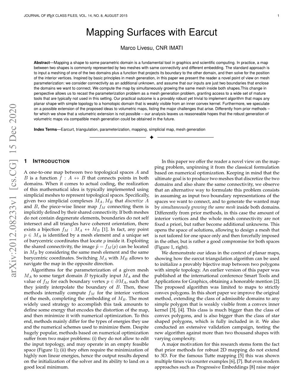 Mapping Surfaces with Earcut Arxiv:2012.08233V1 [Cs.CG] 15 Dec