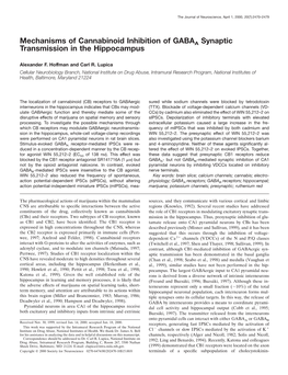 Mechanisms of Cannabinoid Inhibition of Gabaasynaptic Transmission In